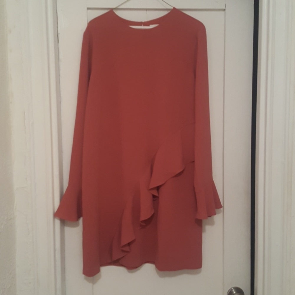 Salmon Pink Mini Shift Dress